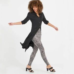 Spanx Faux Leather Snake Shine Leggings in Grey Snake